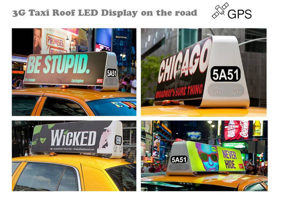 Full Color Taxi Top Led Billboard For Advertising , Led Taxi Top / Taxi Rooftop Bar